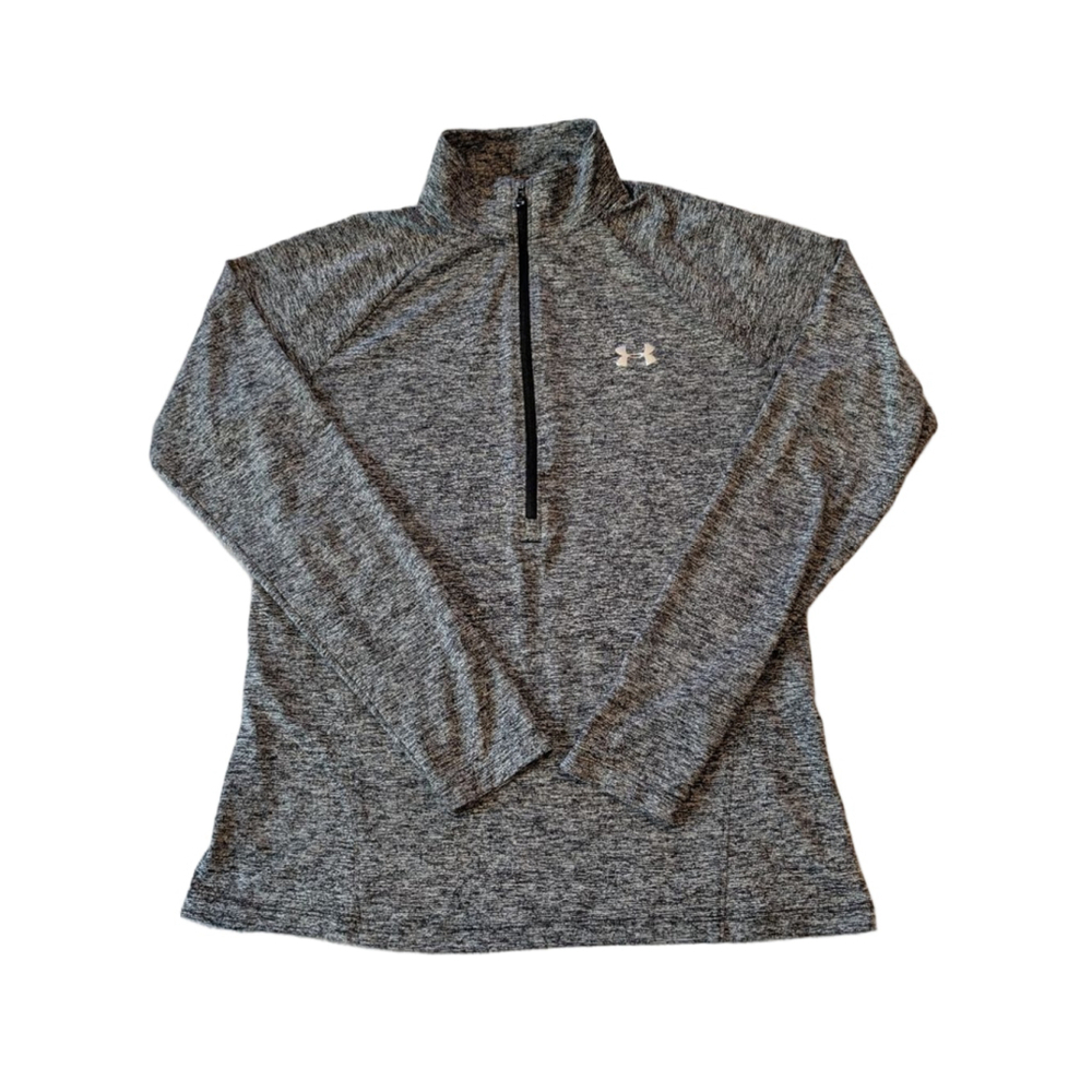 Womens Under Armour Tech Training Gray & Black Long Sleeve Shirt M Half Zip